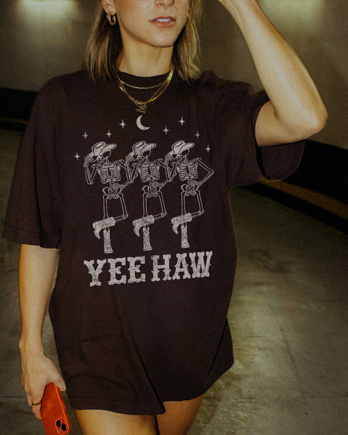 Yee haw skeleton western graphic tee