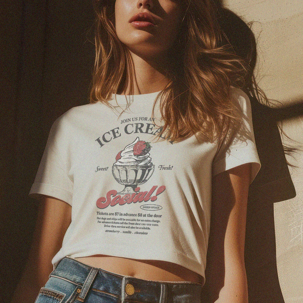 Ice cream Social boxy crop vintage graphic tee