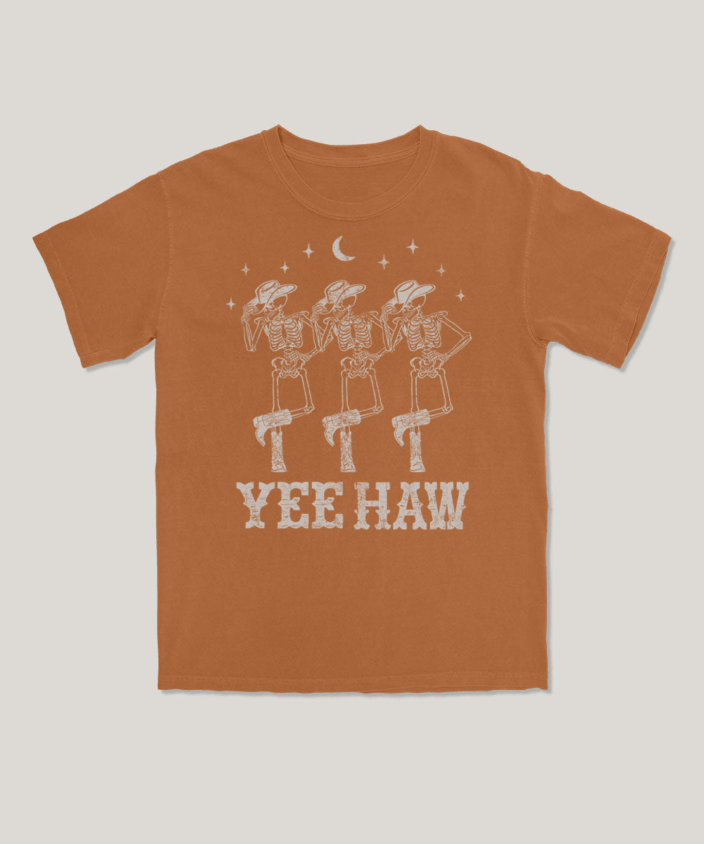 Yee haw skeleton western graphic tee