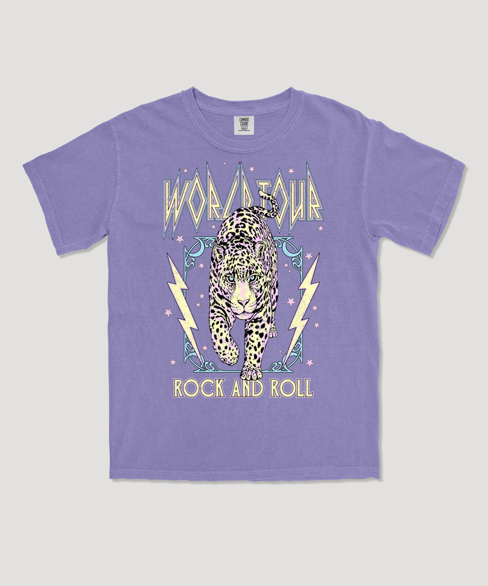 World tour rock and roll graphic tee