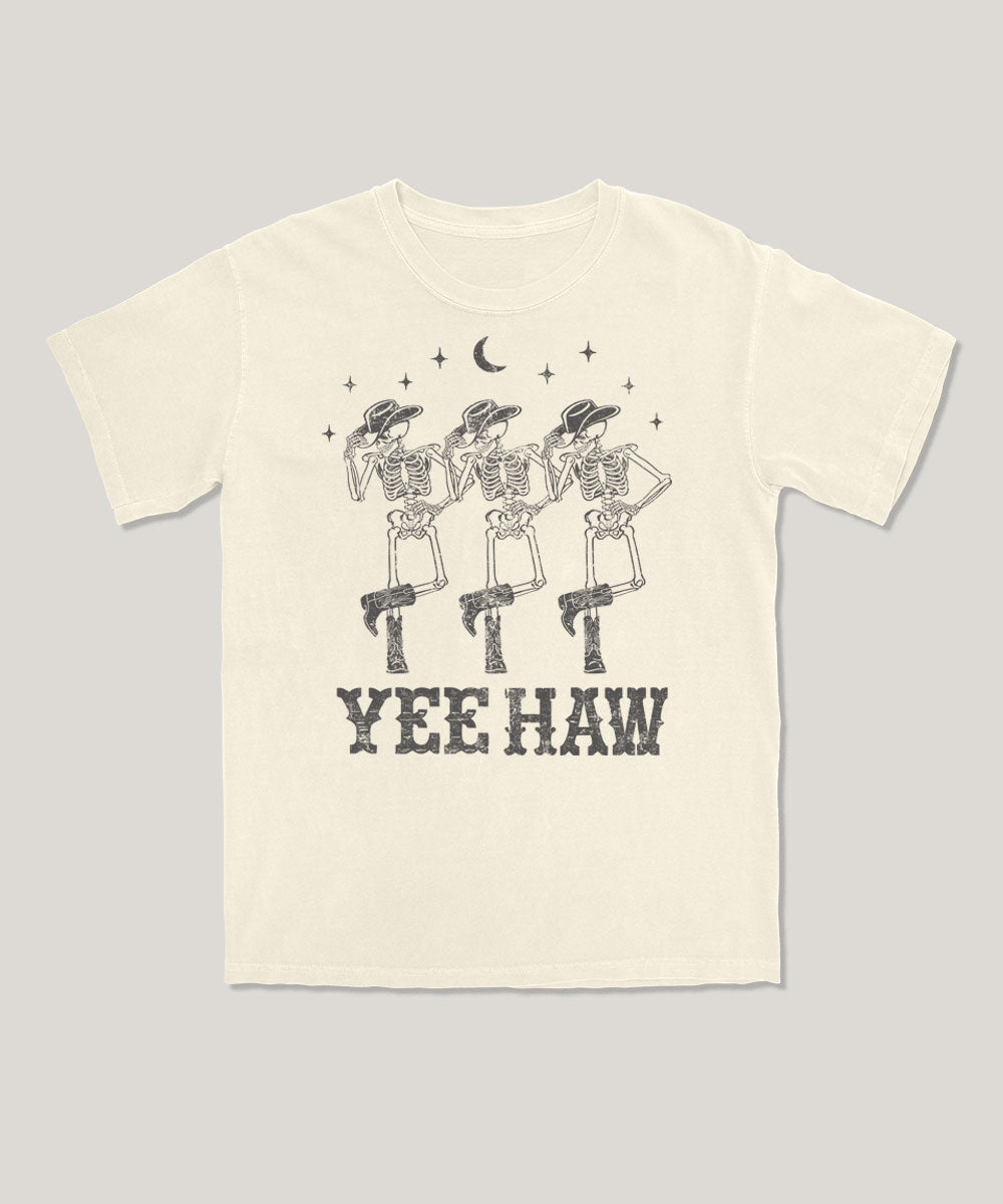 Yee haw skeleton western graphic tee