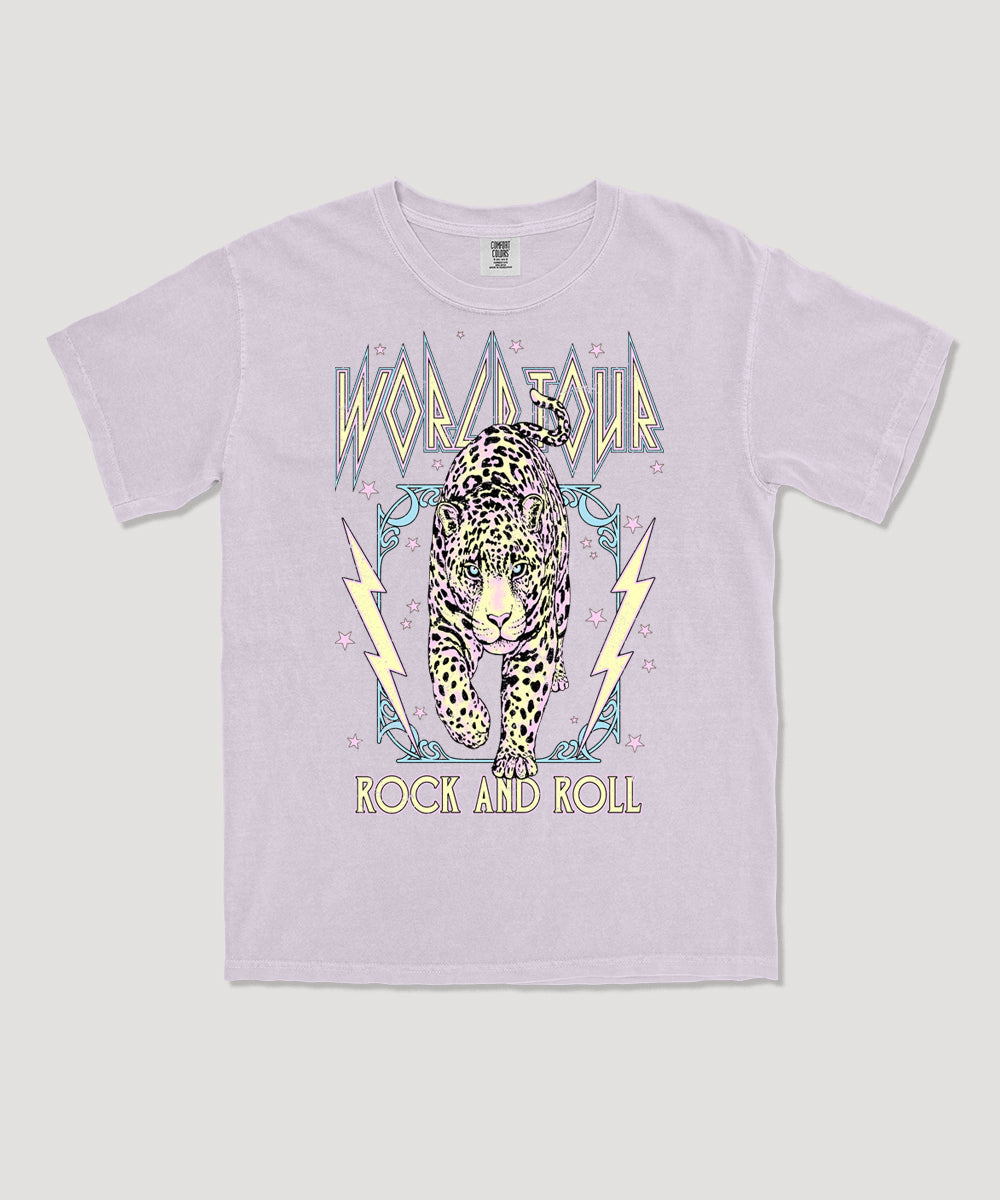 World tour rock and roll graphic tee