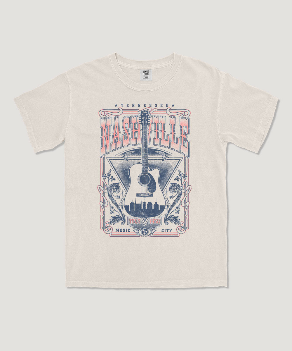 Nashville Guitar music graphic tee