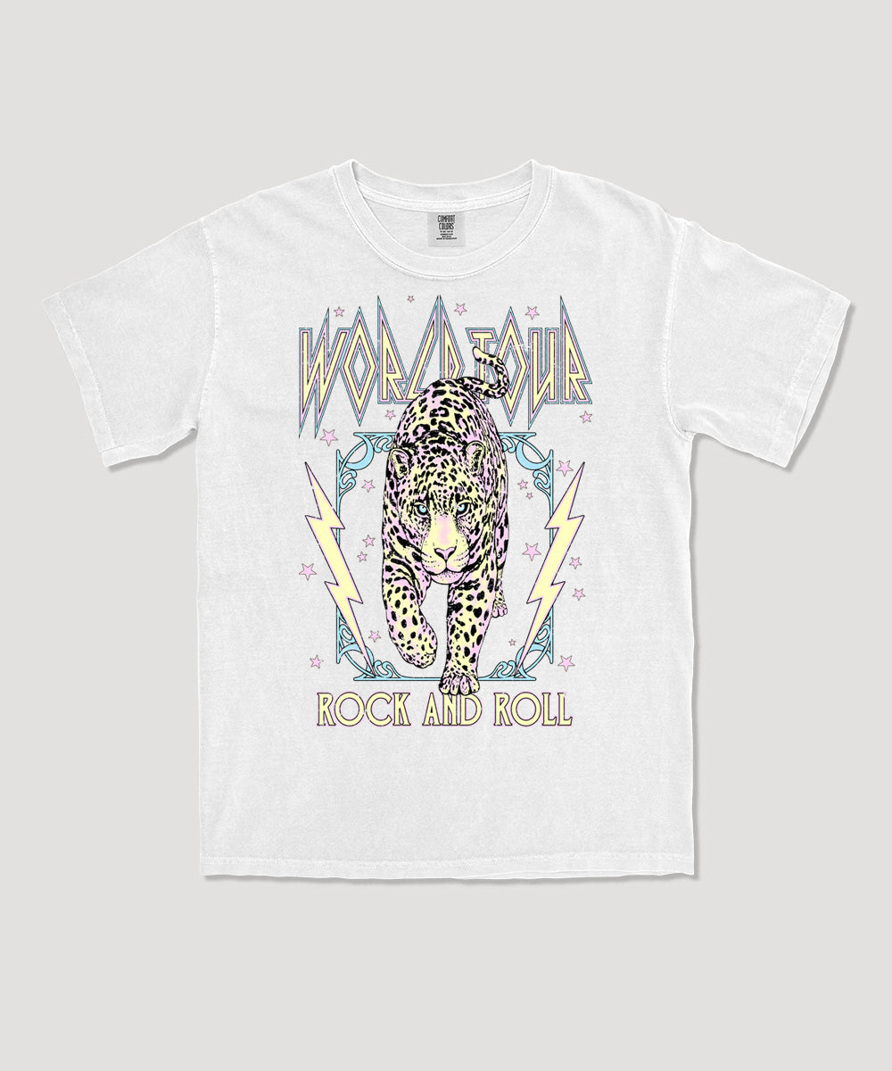 World tour rock and roll graphic tee