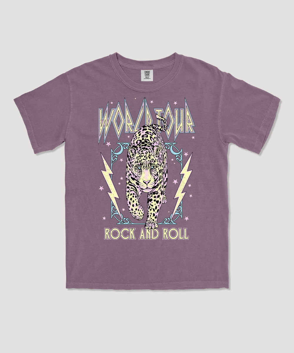 World tour rock and roll graphic tee