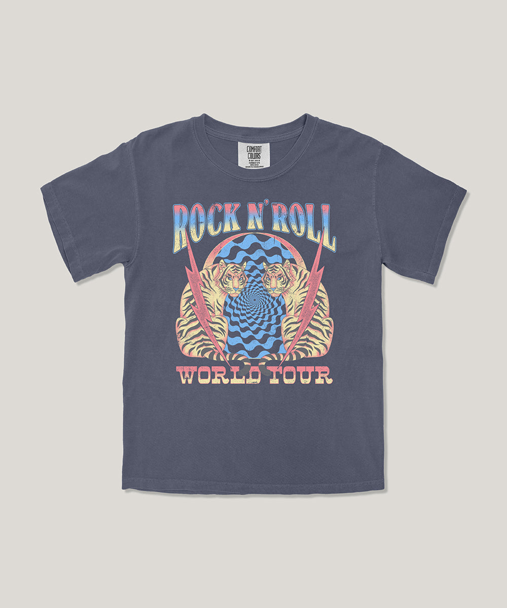 Rock n roll tiger kids graphic tee