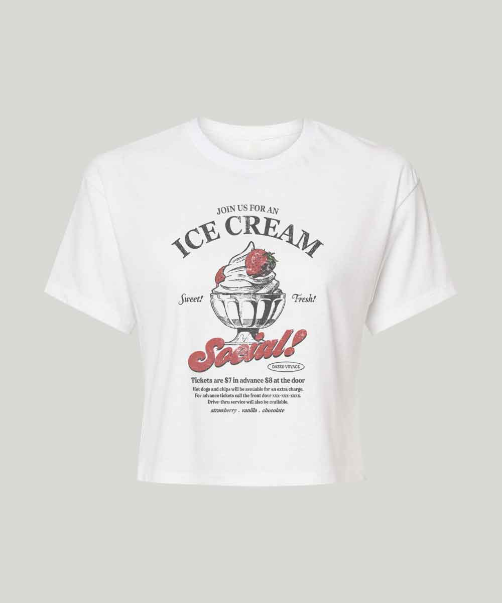 Ice cream Social boxy crop vintage graphic tee