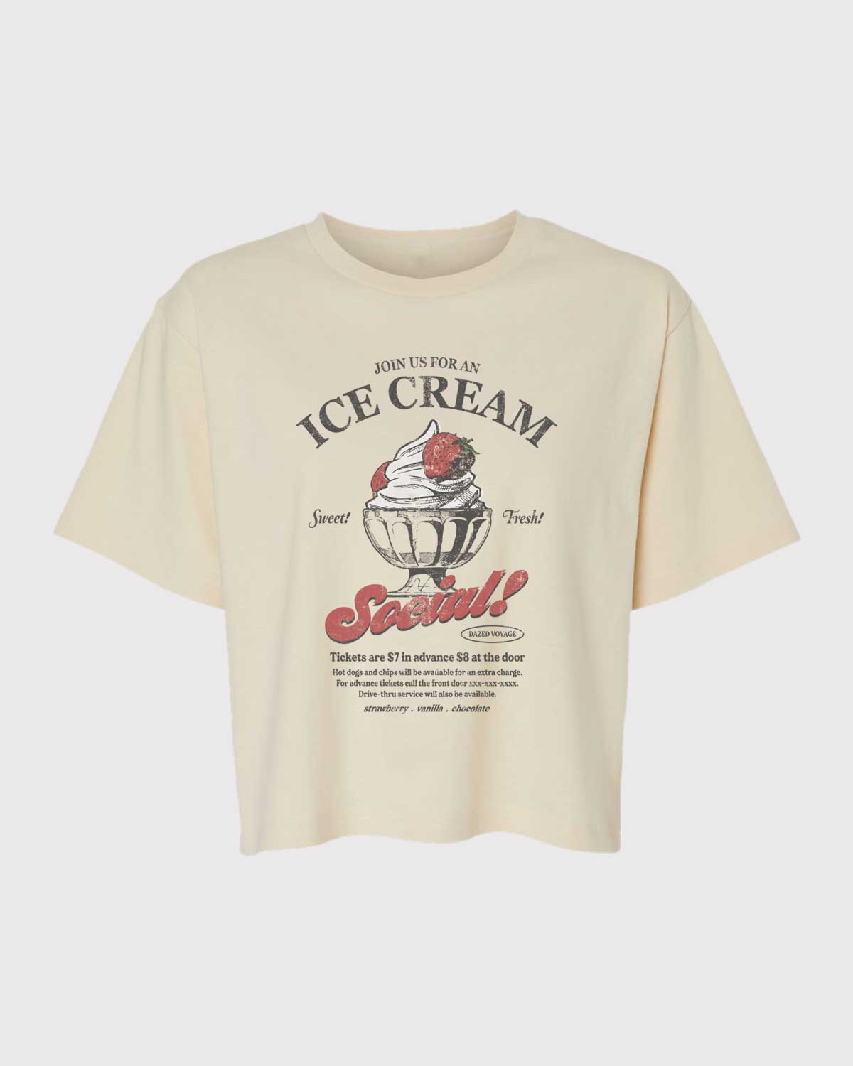 Ice cream Social boxy crop vintage graphic tee